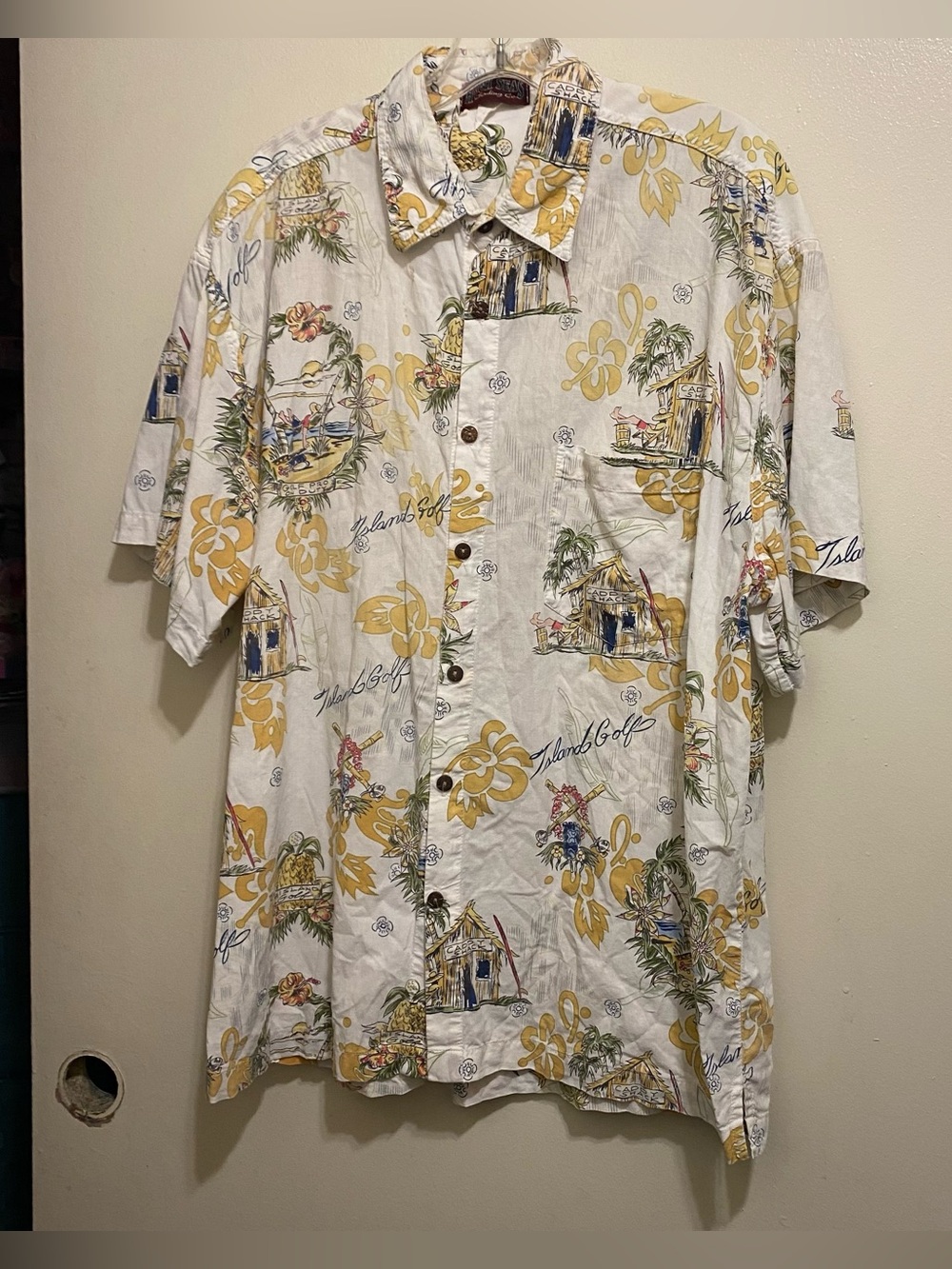 High Seas Mens 2XL 50” Button Down Shirt Golf Aloha Tropical Caddy Shack Beach